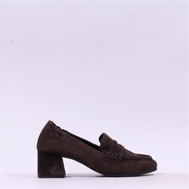 Paul Green Block Heel Elastic Pump - Brown Suede